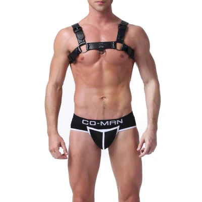 Hommes respirants en cuir personnalisés portant un Jockstrap string pour hommes Sexy Jockstrap Gay